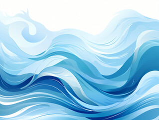 Abstract vector blue wavy background. in hand-drawn style