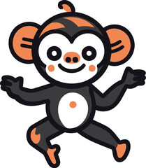 Cute monkey cartoon. Vector illustration isolated on a white background.