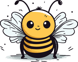 Obraz premium Cute cartoon bee. Vector illustration. Isolated on white background.