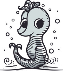 Fototapeta premium Cute cartoon seahorse isolated on white background. Vector illustration.