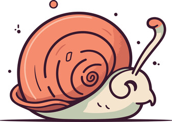 Cartoon snail. Vector illustration of a snail on a white background.