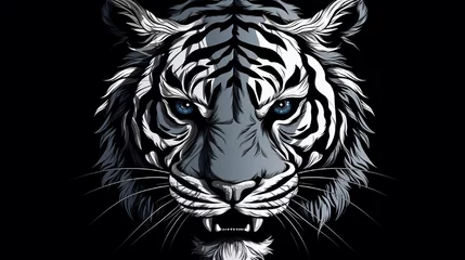 Poster black and white wild tiger head © eye-catching