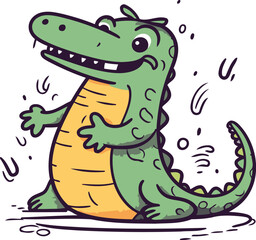 Crocodile vector illustration. Cute cartoon crocodile.