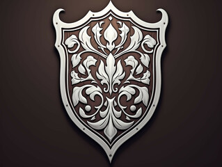 Medieval heraldic shield in hand-drawn style