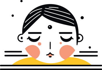Avatar of a woman with closed eyes. Simple flat vector illustration.