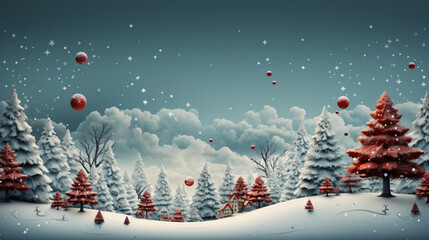 Fototapeta na wymiar winter landscape with christmas tree and snow