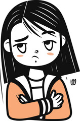 sad girl cartoon character icon vector illustration design graphic vector illustration graphic design
