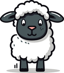 Naklejka premium Sheep Cute Animal Cartoon Mascot Character Vector Illustration