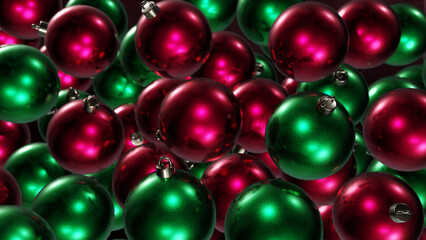Abstract Vintage Retro Red Green 3D Christmas Baubles Background Illustration
