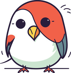 Obraz premium Cute cartoon christmas bird. Vector illustration in a flat style.