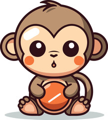 Obraz premium Monkey Cartoon Mascot Character Vector Icon Illustration