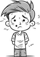 Obraz premium Angry boy cartoon vector illustration. Hand drawn angry boy icon.