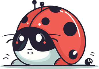 Fototapeta premium Cute ladybug cartoon vector illustration. Isolated on white background.