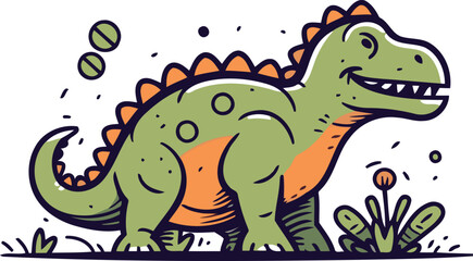 Cute dinosaur. Vector illustration in cartoon style. Isolated on white background.
