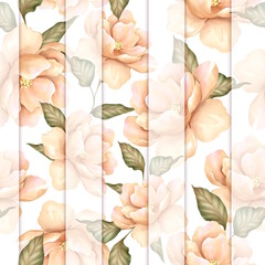 Seamless pattern with yellow rose flowers. Floral background.