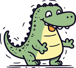 Fototapeta premium Cute cartoon crocodile. Vector illustration of a crocodile.