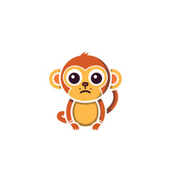 Cute monkey icon isolated on white background. Vector illustration in flat style.