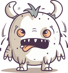 Angry cartoon monster. Vector illustration isolated on a white background.