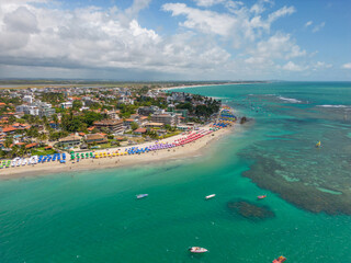 Aerial view of Porto De Galinhas beach in the city of Ipojuca, Pernambuco, Brazil
