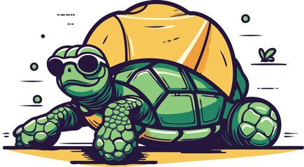Fototapeta premium Vector illustration of turtle. Isolated on a white background. Cartoon style.