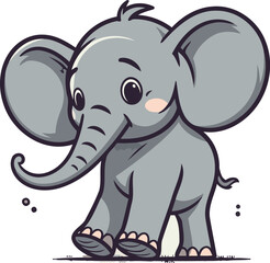 Naklejka premium Cute little elephant isolated on a white background. Vector illustration.