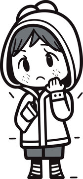 recommend clip art: Illustration of a Girl Wearing Winter Clothes and Sneezing