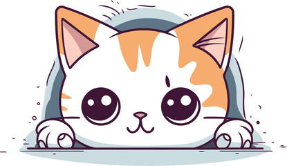 Cute cat face. Cute cartoon character. Vector illustration.
