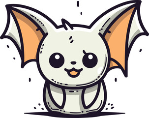 Cute cartoon bat. Vector illustration isolated on a white background.