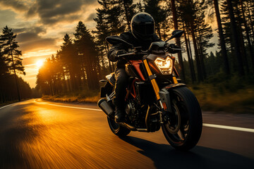 Sunset Ride: A Biker Enjoying the Road and the Sky