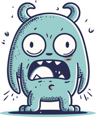 Fototapeta premium Funny cartoon monster. Vector illustration of cute monster with emotions.