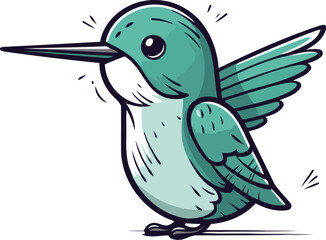 Fototapeta premium Cute cartoon hummingbird. Vector illustration isolated on white background.
