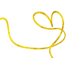golden heart line art on transparent background clip art, inking of line heart