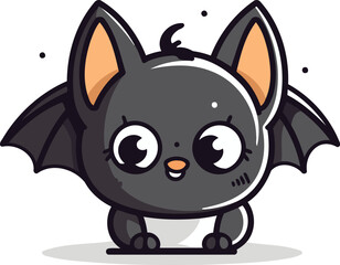 Cute Bat Cartoon Mascot Character. Vector Illustration.