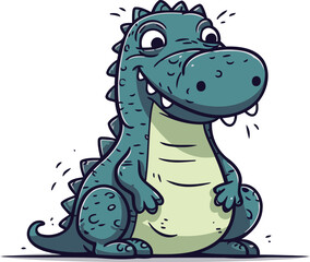 Cute cartoon crocodile. Vector illustration isolated on white background.