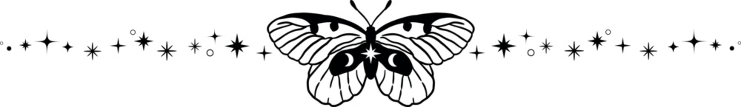Celestial border divider with butterfly.