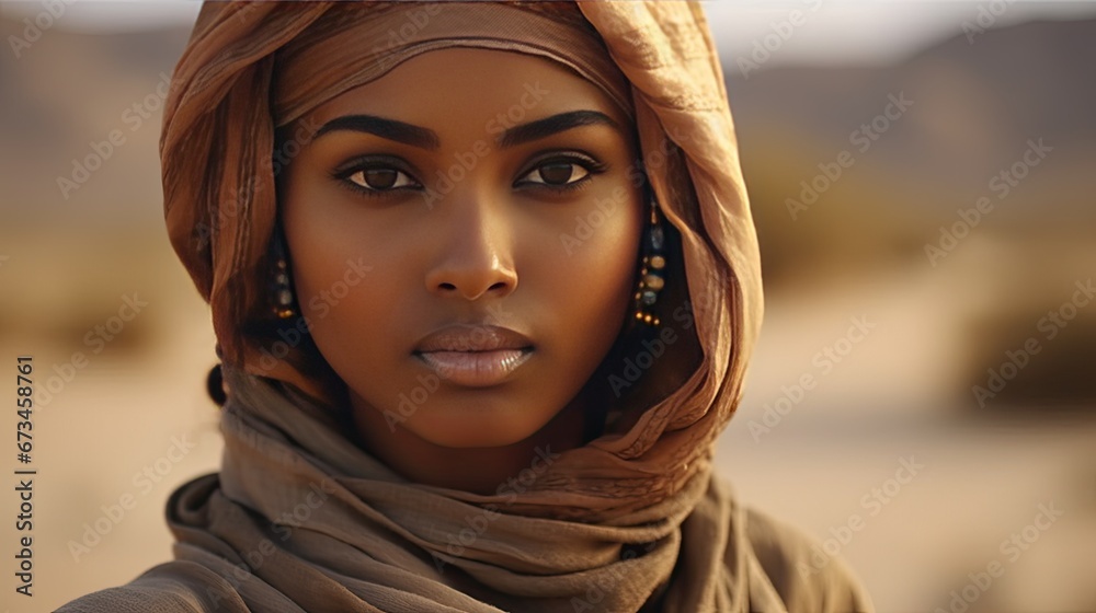 Wall mural Somali woman in desert