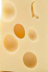An appetizing piece of cheese.