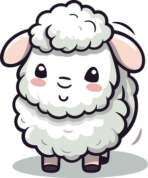 Cute sheep isolated on white background. Vector illustration for your design