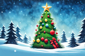 Obraz premium bunter Weihnachtsbaum, generated image
