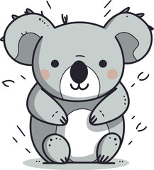 Fototapeta premium Cute koala on white background. Vector illustration in a flat style.