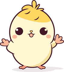 Obraz premium Cute little chicken cartoon vector illustration. Happy easter concept.