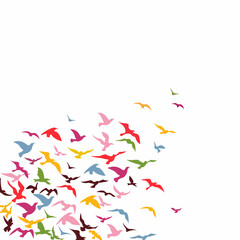 Flight of birds illustration. A flock of birds in the sky. Color Flat Illustration.