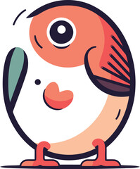 Cute cartoon bird. Vector illustration isolated on a white background.