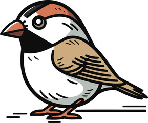 Fototapeta premium Sparrow bird isolated on white background. Vector illustration in cartoon style.