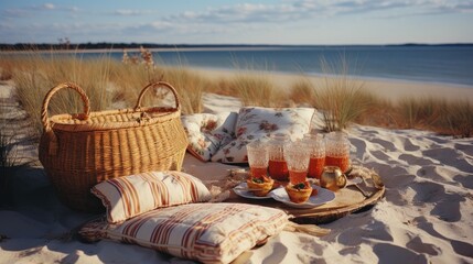 picnic basket on the beach