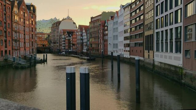 Hamburg. Germany. Different views of Hamburg. Canals and bridges.