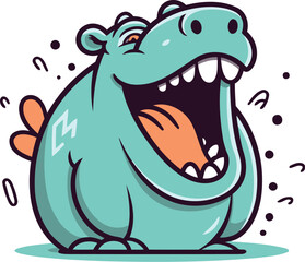 Fototapeta premium Cartoon hippo. Vector illustration of a funny hippo.