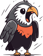 Cartoon eagle. Vector illustration of a bird on white background.