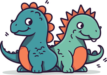 Cute cartoon dinosaur. Colorful vector illustration in doodle style.