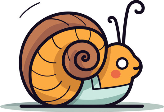 Snail cartoon vector illustration. Cute and funny snail character.